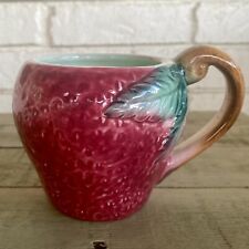 Ancora Strawberry Mug Pottery Made in Italy Majolica Style Italian Fruit Vintage picture