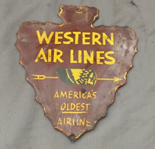 PORCELIAN WESTERN AIR LINES  ENAMEL SIGN SIZE 8X6.5 INCHES picture