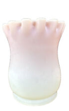 Pink Ombre Fenton Milk Glass Vase Scalloped Edge Frosted Finish Classic Styling picture