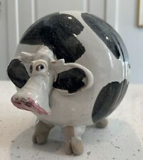 Cow (Piggy) Jug Bank Ceramic Vintage Unique Hand-Thrown & Painted Art Pottery picture