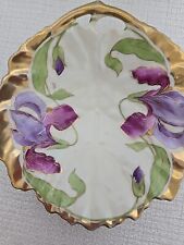 Royal Rudolstadt  German Iris Scalloped Candy  Serving Dish Handpainted Prussia picture