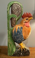 Vintage Hand Carved Wood Folk Art Rooster Chicken Sculpture 21