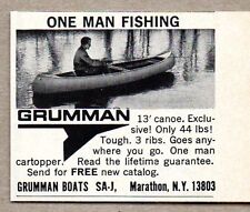 1971 Print Ad Grumman 13' Canoes One Man Fishing Marathon,NY picture