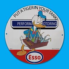 VINTAGE ESSO PUT TIGER IN YOUR TANK  RED SERVICE MAN CAVE OIL PORCELAIN SIGN picture