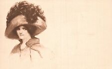 Vintage Postcard Beautiful Young Lady With Hair Dress Black And White Photograph picture