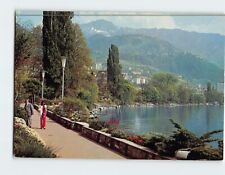 Postcard Partial view and flowers on Lake Front Montreux Switzerland picture