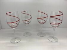 4 Pier 1 Imports Red Swirl Balloon Wine Glass Blown 22 OZ 8.5