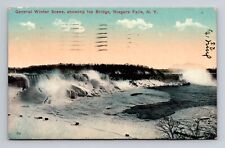 1913 DB Postcard Niagara Falls New York General Winter Scene Ice Bridge picture
