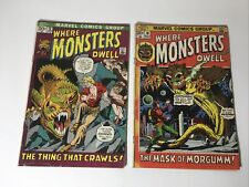 ⚡️LOT Of 2. Where Monsters Dwell #s 13 & 18. Marvel Comics 1972 Bronze Age⚡️ picture