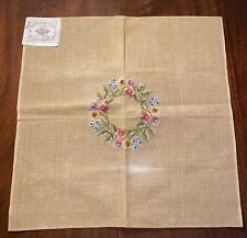 Vintage Needlework Needlepoint Piece Unfinished Flowers Floral Ring  -J14 picture