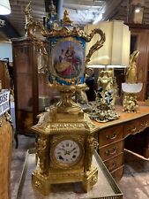 AMAZING FRENCH GILDED BRONZE PORCELAIN SEVERS CLOCK C.1880, s. TIFFANY & Co. picture