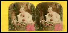 Women with a Fruit Basket, ca.1870, Stereo Vintage Print Stereo, Ti picture