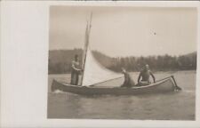 RPPC Eel River CA Sail Boat Men California photo Velox 1911  postcard G228 picture