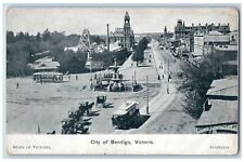 c1910's City Of Bendigo Victoria Australia, Train Horse Carriage Scene Postcard picture