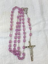 Vintage Catholic Rosary Beaded Religious Christianity Pink beads Crucifix-Italy picture