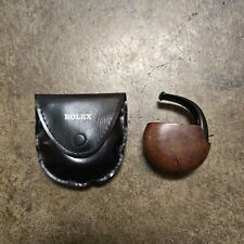 Vintage Rolex Italian Made Wooden Tabaco Pipe w/ Stamped Leather Carrying Case picture