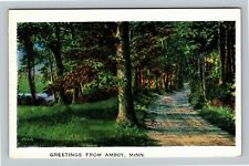 Amboy MN, Greetings, Scenic Lake And Road View VintageMinnesota c1943 Postcard   picture