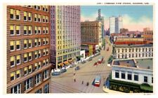 FAMOUS FIVE POINTS Atlanta, GA trolleys linen - Postcard picture