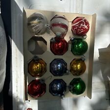 Vintage WW2 Era Shiny Brite Christmas Ornaments- Unsilvered 1940s  USA 11 PCs. picture