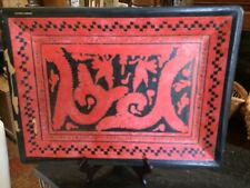 Vintage bohemian Mexican Folk Art Leather Tray  picture