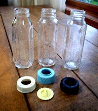 3 Vtg 1960s Evenflo/Pyrex Baby Bottle Clear Glass 8 oz 6.75