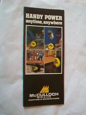 Vintage McCulloch Mite-E-Lite Generators Sales Brochure #160025 Specs Original picture