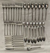 Vintage Rogers Co Floral Motif Danish Mode stainless steel flatware 46 pieces picture
