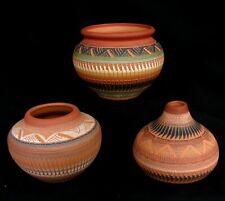 3 NAVAJO POTS POTTERY *INCISED FEATHERS* ADA MORGAN * PS DINE NICE LOT picture