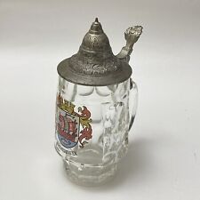 Vintage German Rastal Glass Handle Beer Stein Mug BREMERHAVEN Metal Pewter Lid picture