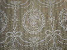 Antique French Linen Cotton Hemp Floral Cameo Cartouche Jacquard Fabric #1~Brown picture