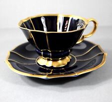 Lindner Cobalt 157 Cup and Saucer Vintage Kueps Bavaria Echt Gold Trim Germany picture