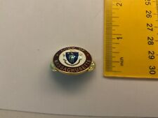 Massachusetts State Collar Seal collectable enamel Maroon and gold trim two pins picture