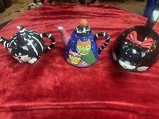 MILSON AND LOUIS Hand Painted Ceramic Cat Teapot With Lid Chester The Cat 3 Pots picture
