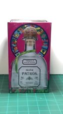 Silver PATRON Tequila Limited Edition Collector Tin Box w/Lid Aztec Style 8x4.75 picture