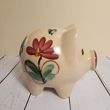 Vintage Ceramic Piggy Bank Pig With Flowers picture