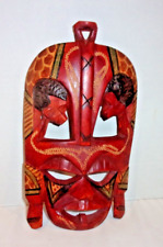 VINTAGE SOUTH AFRICAN CARVED PAINTED WOODEN MASK picture