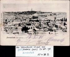 JUDAICA OTTOMAN POST CARD  1901 JERUSALEM TO AUSTRIA COMBINE SHIPPING picture