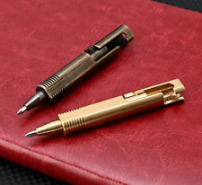 Luxury Brass Ballpoint Pen Short Extendable Vintage Writing Pen Retractable picture