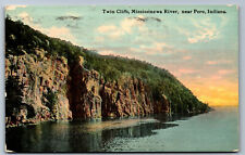 Postcard Indiana IN c.1910s Twin Cliffs Missisinewa River near Peru Y10 picture