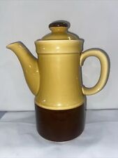 Vintage Brown/mustard Yellow Glazed Ceramic Teapot 8” Tall picture