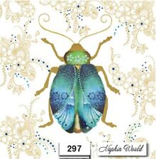 (297) TWO Individual Paper LUNCHEON Decoupage Napkins - BUG BEETLE SCARAUB picture
