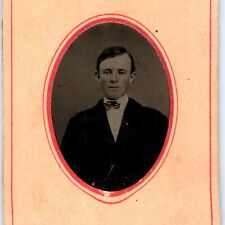ID'd c1860s Cool Young Man Classy Tintype Real Photo Paper Border Pat Toker H40 picture
