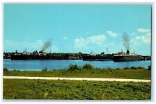 c1960 Car Ferries Ludington Harbor Steamer Ludington Michigan Vintage Postcard picture