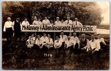 McKinney & Allen Insurance Agency Picnic 1914 RPPC Real Photo Postcard picture
