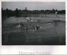 1961 Press Photo Auto Driving Safety Demonstration on Escaping Submerged Car picture