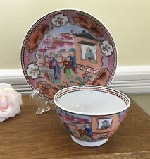 Antique Porcelain Tea Bowl & Saucer New Hall c.1795 Boy in the Window #425 picture