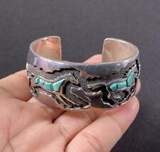 Ben Nighthorse Native American Sterling Silver Turquoise Overlay Cuff Bracelet picture