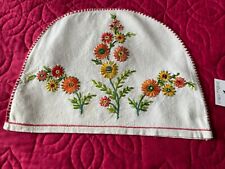 Vintage Preloved Hand Made Linen Brightly Embroidered Tea Cosy picture