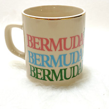Vintage Island Of Bermuda Coffee Mug Sailboat Gold Rim Cup 10 Oz picture