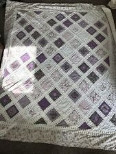 Quilt factory/machine made patchwork queen quilt Squares Purples Pinks AS IS picture